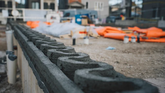 Close up of concrete on a construction site