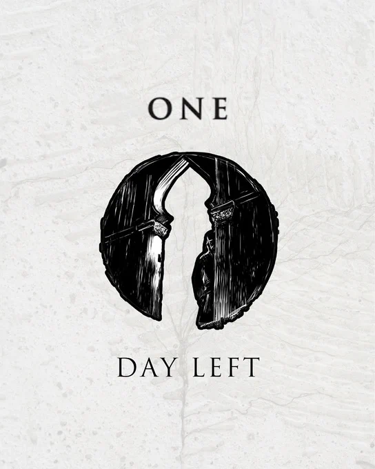 Graphic of a black illustrated keyhole shape in the center of an archway with the following text: “1 Day Left”.
