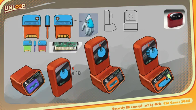 concept image of a keycard item and switch lever panel from video game UnLoop