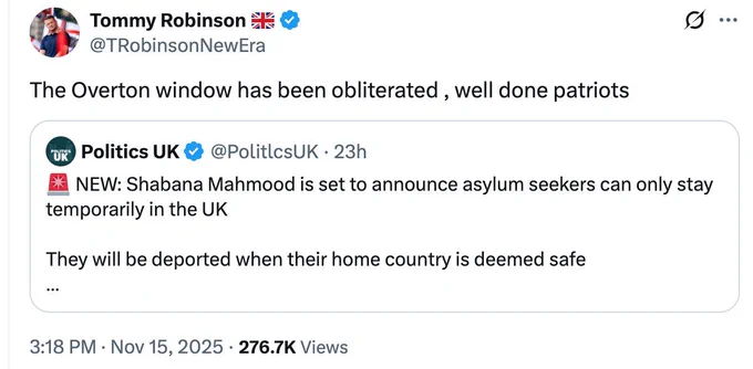 The overton window has been obliterated. Well done patriots.