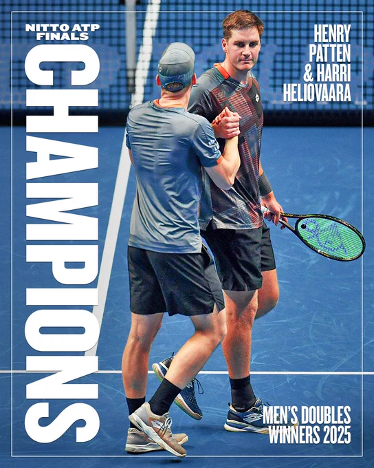 Graphic showing Henry Patten & Harri Heliovaara are the Nitto ATP Finals Champions