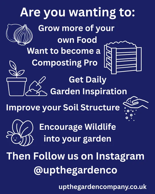 Are you wanting to:  grow more of your own food, want to become a composting pro, get daily garden inspiration, improve your soil structure, encourage wildlife into your garden.  then follow us on instagram @upthegardenco.  upthegardencompany.co.uk