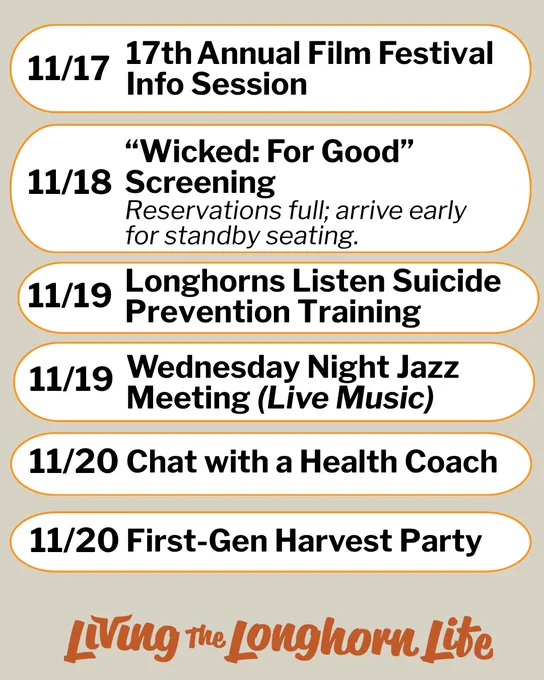 What’s Ahead, upcoming events in the Division of Student Affairs, 11/17-11/23