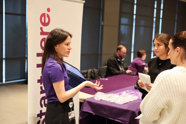 recruiter speaking to attendees