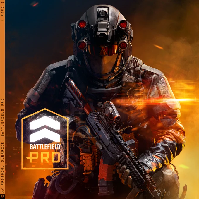 ’Battlefield Pro’ title slide featuring a soldier wearing the Ignition Engineer skin.