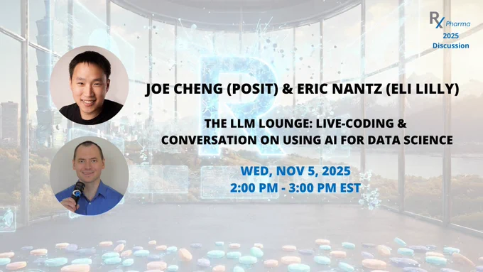 The number of workflows and tools leveraging large-language-models (LLMs) is growing exponentially across the world, and the life sciences industry is no exception. In this session, Eric Nantz takes the role of the curious and savvy data scientist as he is joined by Posit CTO Joe Cheng in a special live demonstration on using Databot to power an exploratory data science analysis. Throughout the demonstration, Joe will share the fascinating origin story of how Databot came to be, along with a deeper conversation on the recent trends and guiding principles of harnessing AI tools for data analyses and software engineering. This interactive, spontaneous format will allow the audience to submit questions and steer the direction of the session, making it a truly engaging, shared experience.  