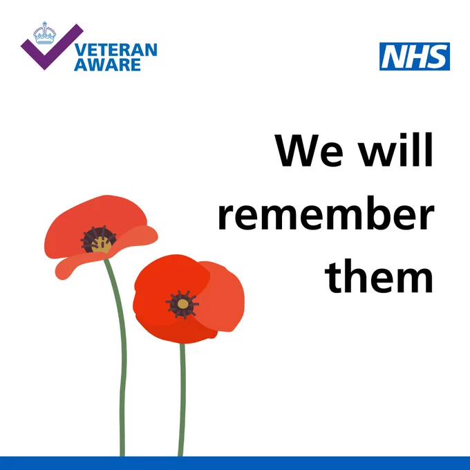 A veteran aware graphic with two poppies and 'we will remember them'