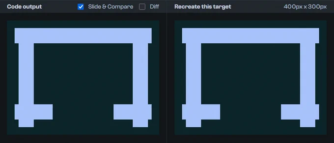 Day 34 — my CSS output (left) and target UI (right). A simple, easy-to-match layout recreated accurately using CSS.
