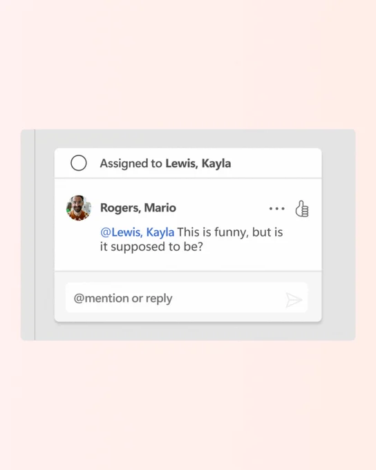 PowerPoint comment from Mario Rogers to Kayla Lewis reads, "This is
funny, but is it supposed to be?"