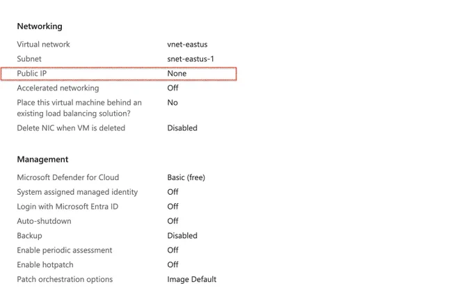 Default Outbound VM Settings
