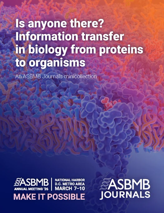 The cover of an ASBMB minicollection on cell communication that reads Is anyone there? Information transfer in biology from proteins to organisms.