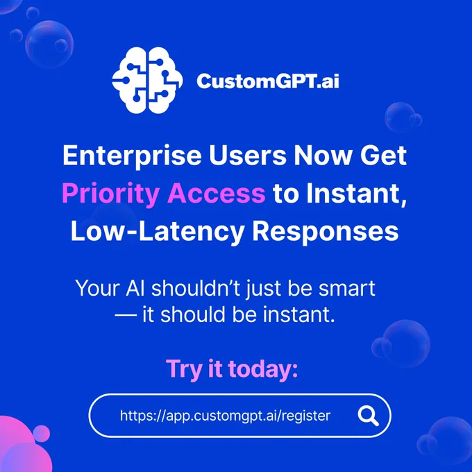 CustomGPT.ai Priority Queries gives Enterprise customers dedicated priority access to ensure instant, enterprise-grade responses