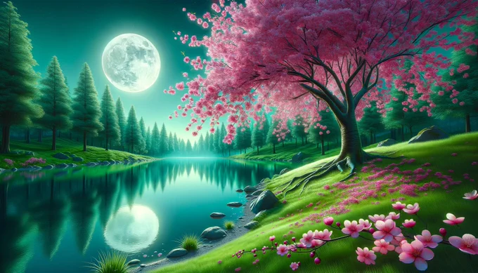 🎨 AI Art Prompt of the Day 🎨

"A blooming Japanese cherry blossom tree by a calm pond reflecting the full moon, serene, high detail, nature landscape."

✨Reply with your favorite AI Art!

#ArtificialIntelligence #AIArtwork #AI