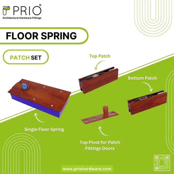 PRIO Top and Bottom Patch fittings displayed with floor spring.