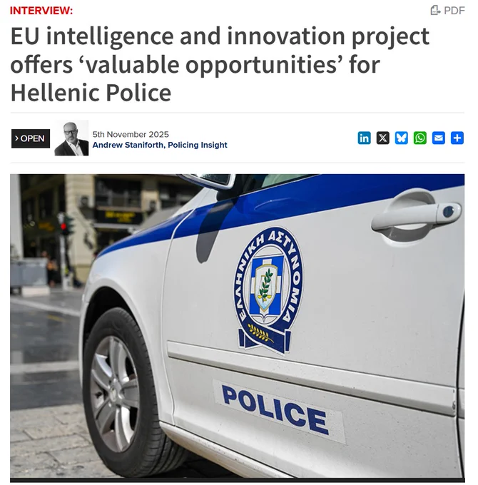 EU intelligence and innovation project offers ‘valuable opportunities’ for Hellenic Police