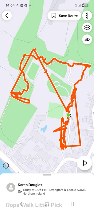 Strava map of our woodland walk / litter pick 