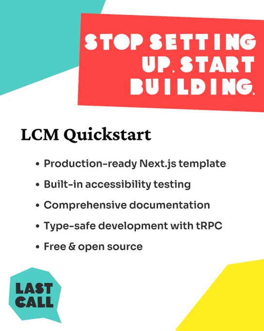 Branded promotional graphic including information about LCM Quickstart. 