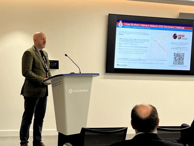 Mike Thompson, Veterans Network member, showcasing the Network’s Movement Challenge. 