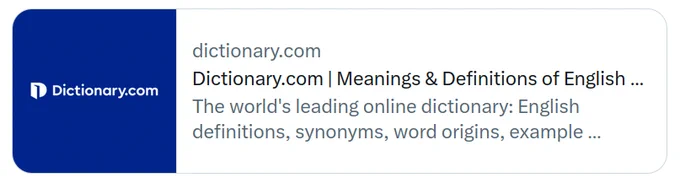 Screenshot of a thumbnail/summary of a Dictionary.com word lookup link, illustrating the absence of the queried word in the visible text.