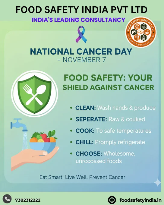 #NationalCancerDay #CancerAwareness #CancerFreeFuture #FoodSafetyIndia #FoodSafetyMatters #EatSmartLiveWell #PreventCancer #FightCancerWithFood #CleanCookChillChoose #HealthyEatingHabits #FoodSafetyTips #FoodSafetyAwareness #EatHealthyStayHealthy #SafeFoodForLife #FoodHygiene #HealthAwareness #NutritionAwareness #HealthyLifestyle #FoodHealthSafety #WellnessIndia #CancerPrevention #PublicHealthAwareness #EatCleanStayHealthy #SafeCooking #FoodProtection #HealthFirst #StopCancer #FoodStandards #FoodSafetyGoals #SafeFoodSafeHealth #FoodSafetyCampaign #EatSafeLiveSafe #WorldHealthAwareness #HealthyLifeGoals #FoodCare #StayHealthyStaySafe
