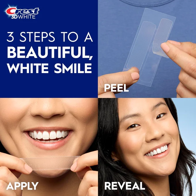 About this item

PROFESSIONAL LEVEL WHITENING: Achieve 19 levels whiter teeth with Crest 3D Whitestrips Professional Effects teeth whitening kit, providing whitening results like a $400 professional level treatment. Perfect for wedding day essentials.
ENAMEL SAFE AND EFFECTIVE: From the #1 dentist recommended at home teeth whitening brand, Crest 3D Whitestrips use the same teeth whitening ingredient that dentists use, are enamel safe, and are highly effective.
ADVANCED TECHNOLOGY: Crest 3D Whitestrips feature Advanced Seal Technology's no slip grip, allowing you to talk and drink water while whitening teeth.
COMPLETE TREATMENT: Includes 20 teeth whitening treatments, each with 1 upper and 1 lower whitening strip, plus 2 bonus whitening treatments.