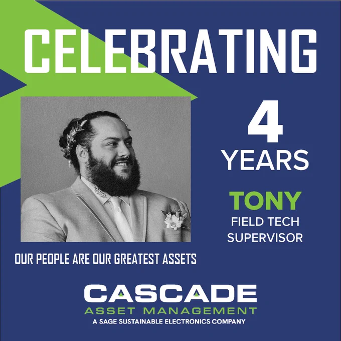 Cascade Asset Management Employee Anniversary - Tony, Field Tech Supervisor - 4 years