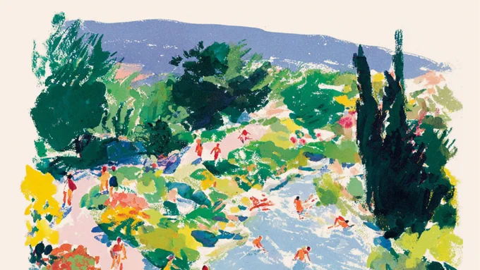 illustration of summer day at a park.