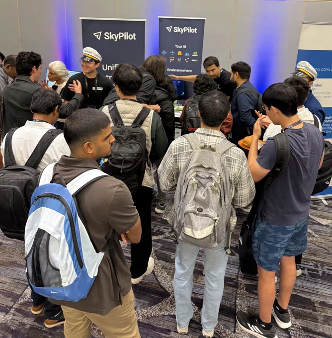 Crowds at the SkyPilot Booth at Ray Summit 2025.