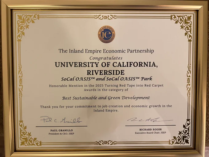 Award for SoCal OASIS™ & the SoCal OASIS™ Park in the Sustainable & Green Development category.