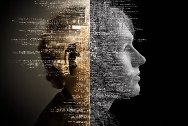 This shows a woman's head and text.