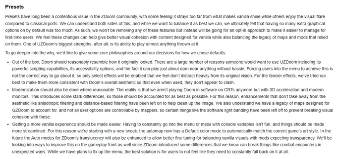 Screenshot from the wiki article regarding UZDoom. Link to full article is in the original post.