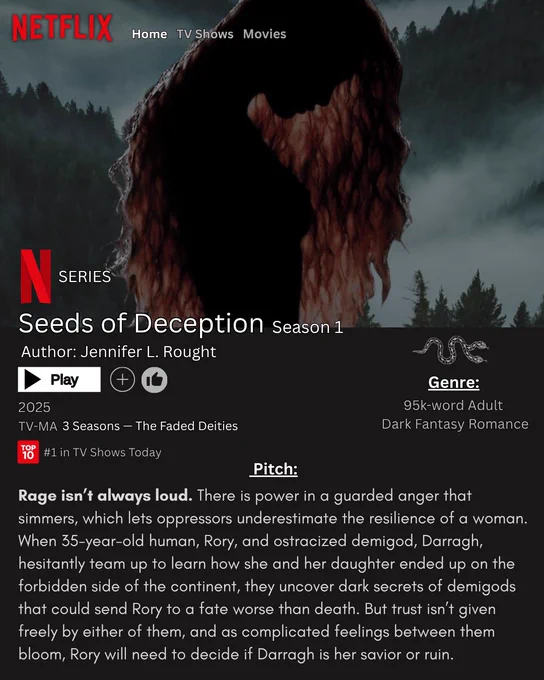 Rage isn’t always loud. There is power in a guarded anger that simmers, which lets oppressors underestimate the resilience of a woman. When 35-year-old human, Rory, and ostracized demigod, Darragh, hesitantly team up to learn how she and her daughter ended up on the forbidden side of the continent, they uncover dark secrets of demigods that could send Rory to a fate worse than death. But trust isn’t given freely by either of them, and as complicated feelings between them bloom, Rory will need to decide if Darragh is her savior or ruin.