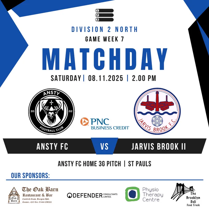 Division 2 North. MATCHDAY. Ansty FC Vs Jarvis Brook II. St Paul's.