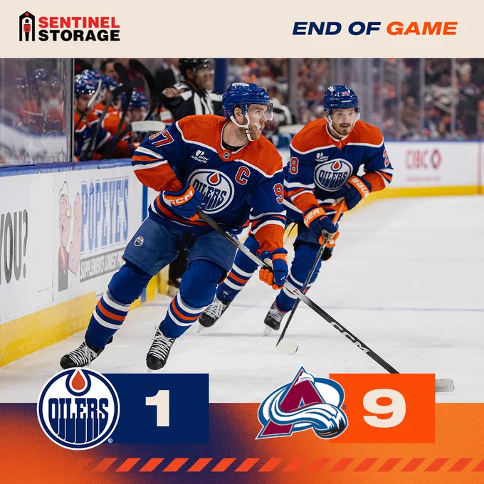 Oilers: 1
Avalanche: 9