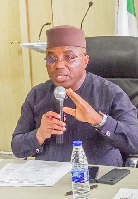 The Permanent Secretary, MPR. Dr. Vitalis Emeka Obi mni speaking during the inauguration of the Technical/Steering Committee on creation/management of the Nigeria Green Fund and Development of Sovereign Carbon Credits in Abuja.