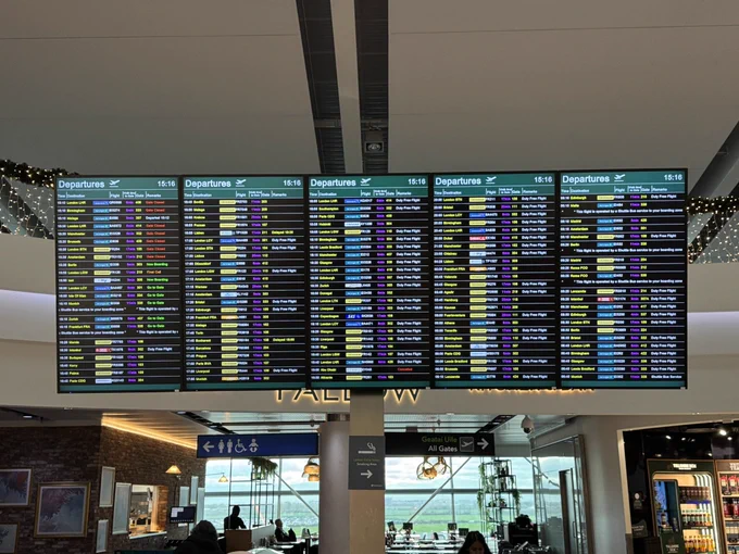 Picture of the departures board in Dublin Airport