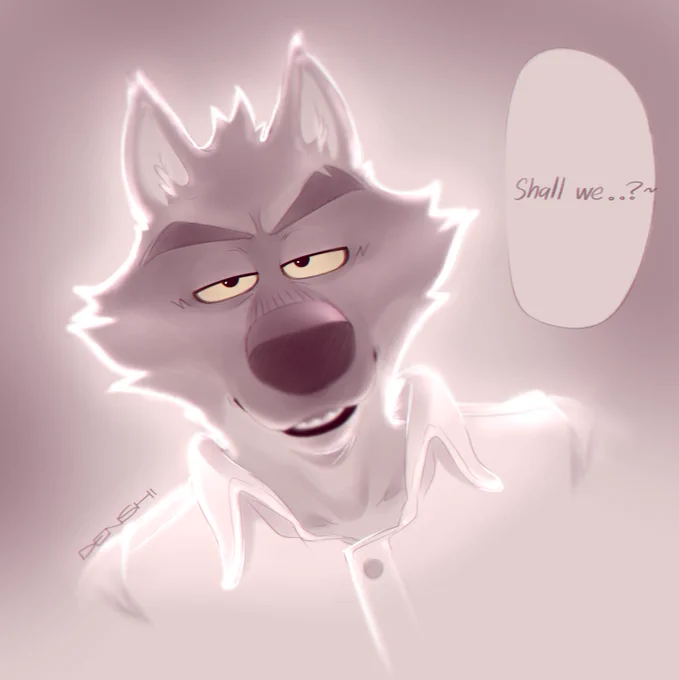 Pinup of Mr. Wolf giving bedroom eyes...