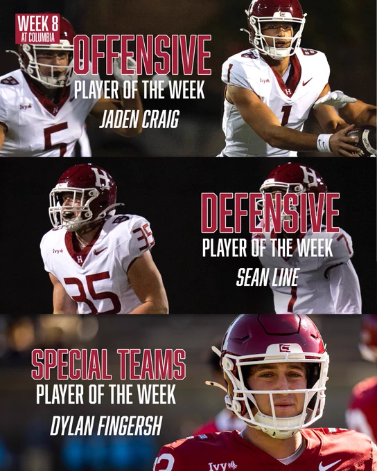 Harvard players of the week