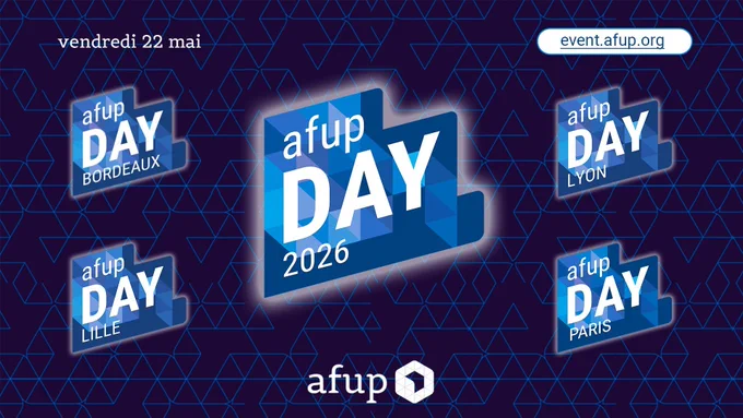 Logos de l'AFUP Day 2026, AFUP Day Bordeaux, AFUP Day Lille, AFUP Day Lyon et AFUP Day Paris