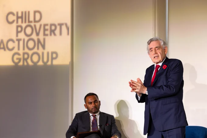 Gordon Brown speaking at CPAG event. 