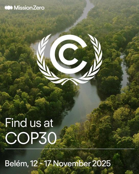Rainforest with text overlaid that reads 'Find us at COP30, Belém, 12 - 17 November 2025'