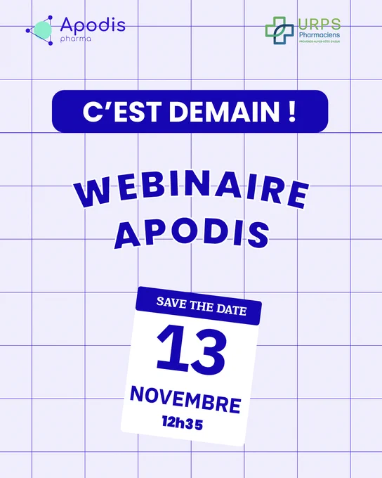 Pharmaciens d’officine, et si vous pouviez simplifier le recrutement de vos patients pour toutes vos missions clés ?
- Entretiens pharmaceutiques
- Bilans partagés de médication
- Vaccination
- Bilans de prévention

Et si, en plus, vous pouviez compenser la baisse des marges par des honoraires ?

#urpspharmacienspaca, en partenariat avec #apodis, vous invite à une visioconférence pour découvrir une solution digitale innovante et participer à une expérimentation régionale.

Ne laissons pas passer les Soins Pharmaceutiques comme nous avons laissé passé le matériel médical.