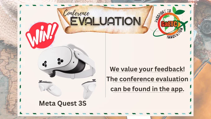 Complete the conference evaluation located in the app.