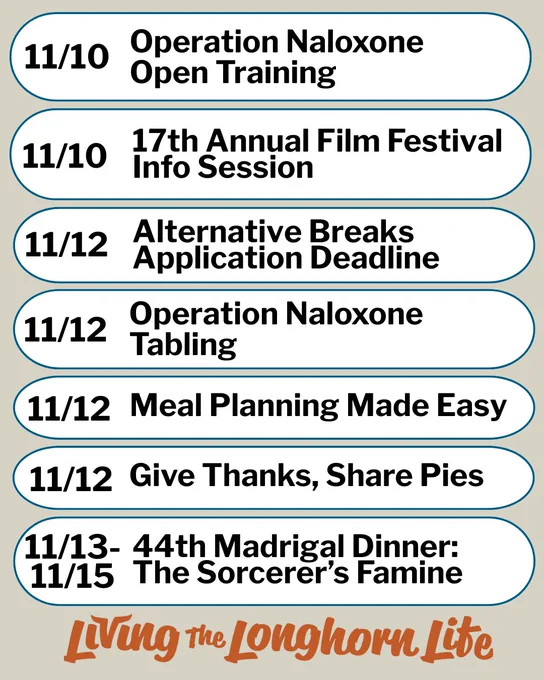 What's Ahead, Upcoming events in the Division of Student Affairs, 11/10-17