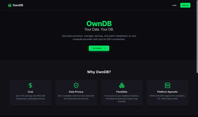 OwnDB Landing Page