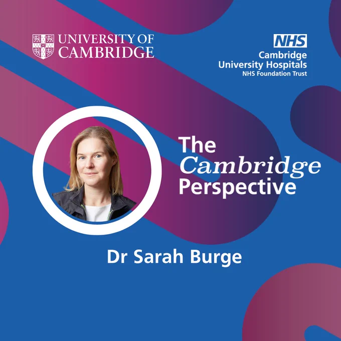 The Cambridge perspective. Dr Sarah Burge. A photo of a woman smiling