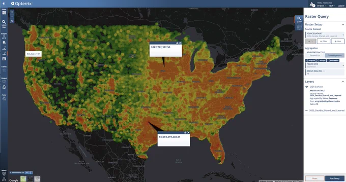 Real-time Giza visualizes spatial distributions of risk in the Opterrix platform.
