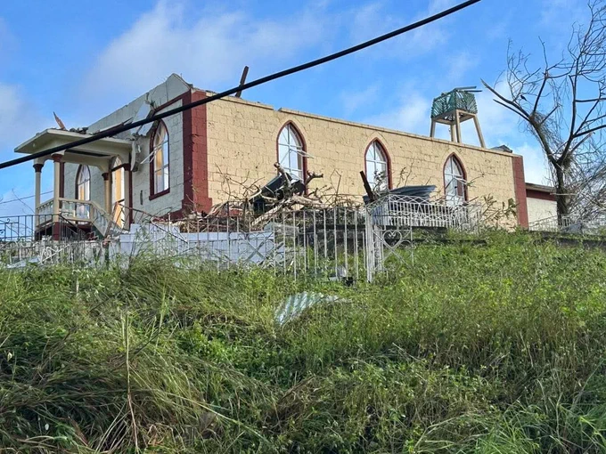 The destruction caused to Mount Hermon United Church in western Jamaica.