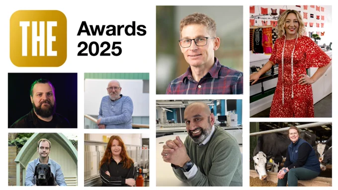 Collage celebrating the 8 nominees shortlisted for the 2025 Times Higher Education Outstanding Technician of the Year Award. Top row: Phil Chaplain, Engineering Services Manager and Health & Safety Coordinator in the School of Computing, Engineering & Technology at Robert Gordon University. Second row (left to right): Linda Lightley, Scientific Officer in the School of Design at Northumbria University; Jiteen Ahmed, Head of Technical Services in the College of Health & Life Sciences at Aston University; Alex Laude, Head of Biomedical Research Facilities at Newcastle University. Third row (left to right): Helena Brown, Technical Specialist in the School of Earth & Environment at University of Leeds; John Nicolson, Technician Development Adviser at University of Cambridge. Bottom row (left to right): Joe Rees-Jones, Research Technician in the School of Physics, Engineering & Technology at University of York; Kate Robinson, Ruminant Section Manager at Harper Adams University’s Future Farm