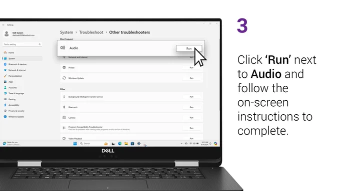 Step 3: Click 'Run' next to Audio and follow the on-screen instructions to complete. 